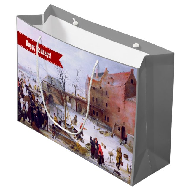 Winter Scene Fine Art Christmas  Large Gift Bag (Front Angled)