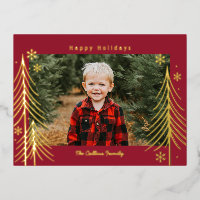 Winter Scene Foil Holiday Postcard Family Reunion