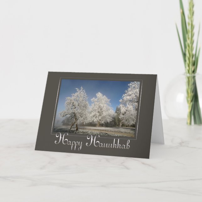 Winter Scene Happy Hanukkah Greeting Card (Front)