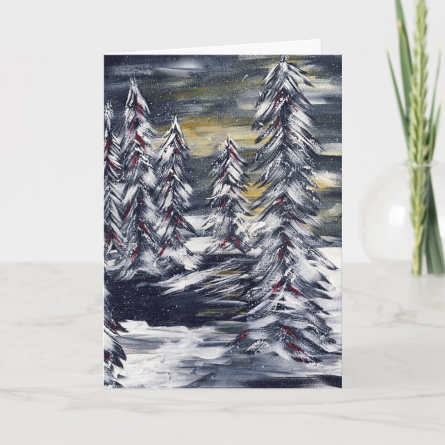 Winter Scene Holiday Greeting Card (Front)