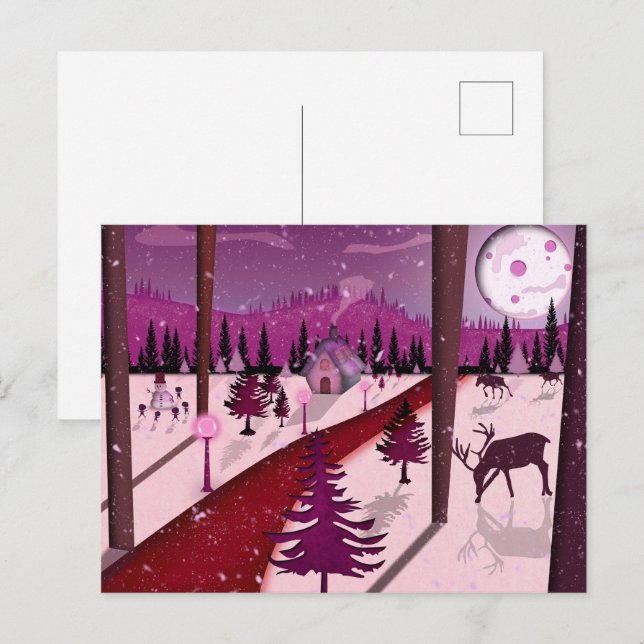 Winter Scene Holiday Postcard (Front/Back)