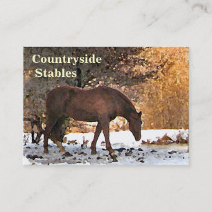 Winter Scene Horse Stables Business Card