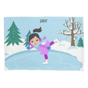 Winter scene Ice Skating personalized Pillow Case