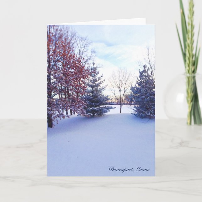 Winter Scene in Davenport, Iowa Note Card (Front)
