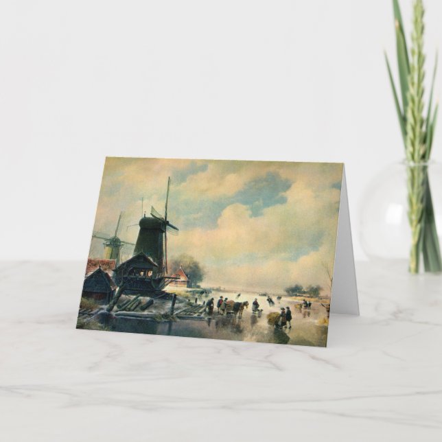 Winter scene in Holland, oil painting Holiday Card (Front)