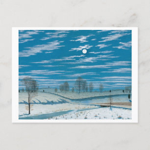 Winter Scene in Moonlight Painting Postcard