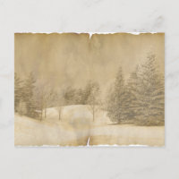 Winter Scene in Sepia and Parchment