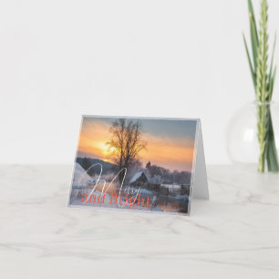 Winter scene Merry and Bright Holiday Card