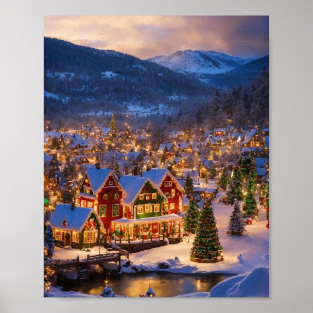 Winter Scene Merry Christmas Poster (Front)