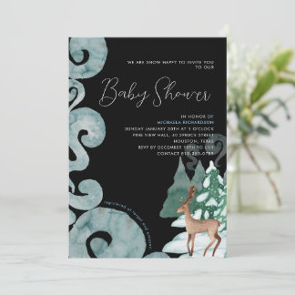 WINTER SCENE MODERN BABY SHOWER BABY SPRINKLE | INVITATION