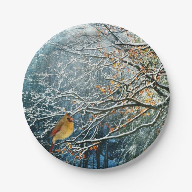 Winter Scene paper plates-Bird Design Paper Plate (Front)