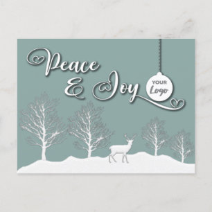 Winter scene Peace & joy corporate logo Holiday Postcard