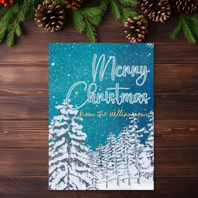 Winter Scene Proverbs 17:22 Merry Heart Christmas Card (Merry Heart Proverbs 17:22 Bible Verse Christmas Card)
