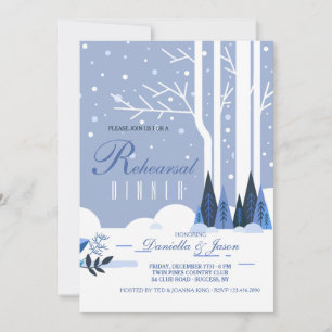 Winter Scene Rehearsal Dinner Party Invitation