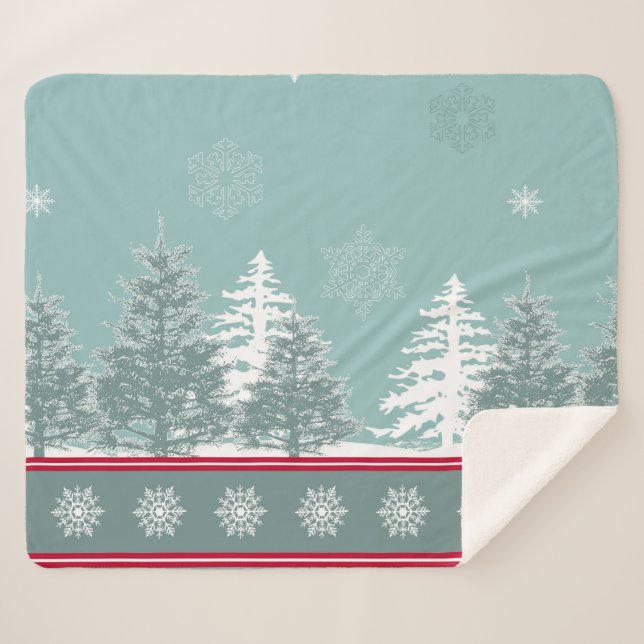 Winter scene sherpa blanket (Front (Horizontal))