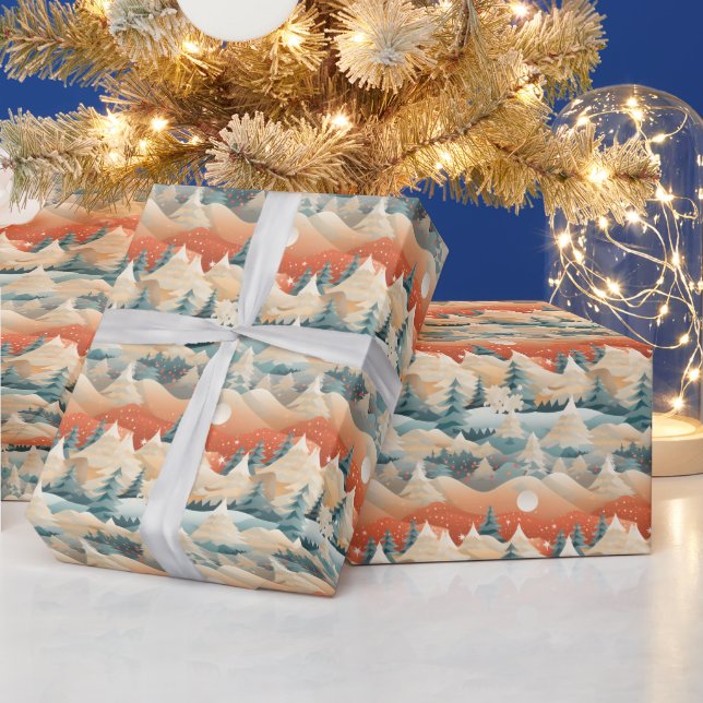  Winter Scene Trees Mountains Snow  Wrapping Paper (Holidays)