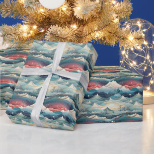 Winter Scene Trees Mountains Snow Wrapping Paper