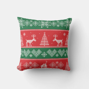 Winter scene: vintage seamless pattern cushion