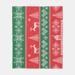 Winter scene: vintage seamless pattern fleece blanket