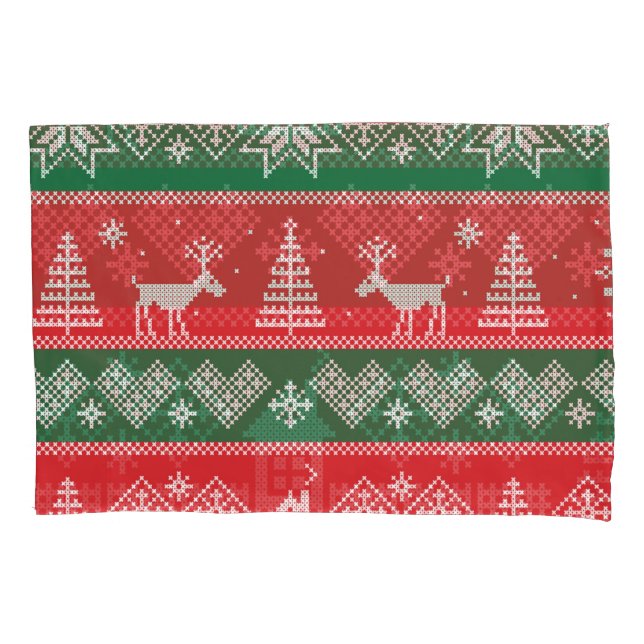 Winter scene: vintage seamless pattern pillowcase (Front)