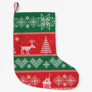 Winter scene: vintage seamless pattern small christmas stocking