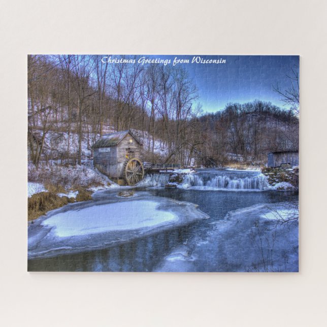Winter Scene Wisconsin. Christmas Greetings Jigsaw Puzzle (Horizontal)