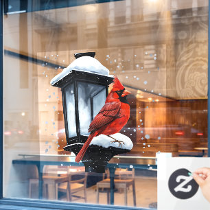 Winter Scene With Cardinal Bird Holiday Christmas