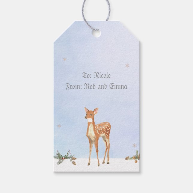 Winter Scene with Deer Gift Tag (Front)