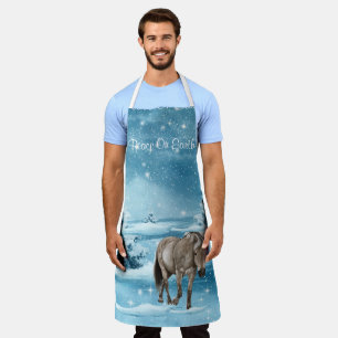 Winter Scene  With Horse Snow And Trees Holiday Apron