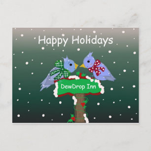 Winter Scene with Little Birdies Holiday Postcard