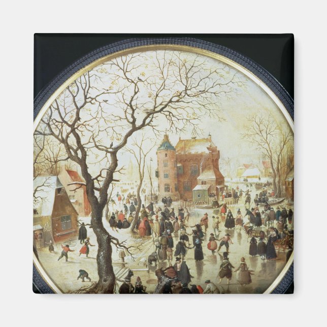 Winter Scene with Skaters near a Castle Magnet (Front)