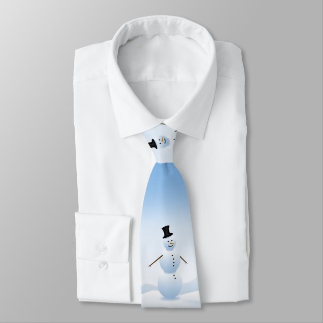 Winter Scene with Snowman "let it Snow" Tie (Tied)