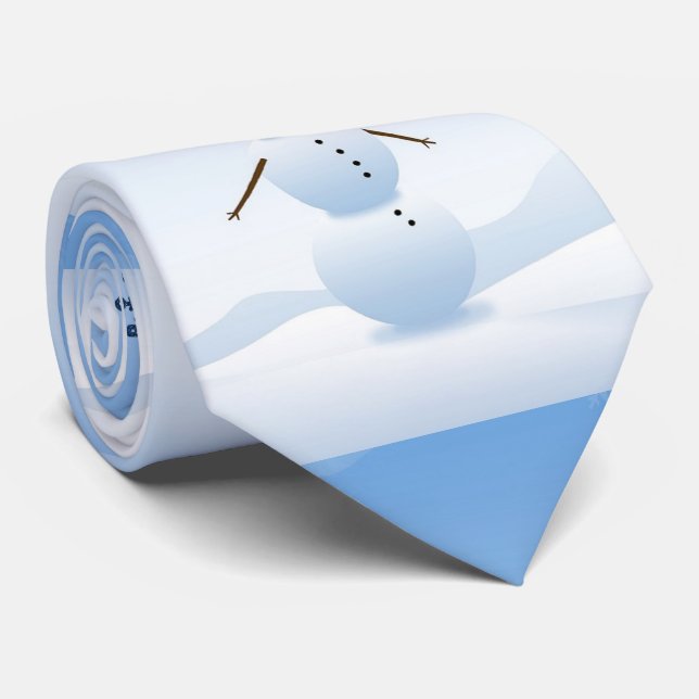 Winter Scene with Snowman "let it Snow" Tie (Rolled)