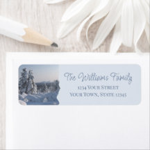 Winter Scenery Blue and Grey Return Address