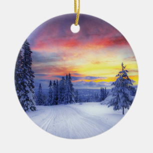 Winter scenery ceramic tree decoration