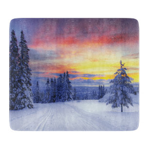 Winter scenery cutting board