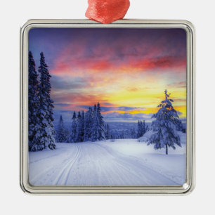 Winter scenery metal tree decoration