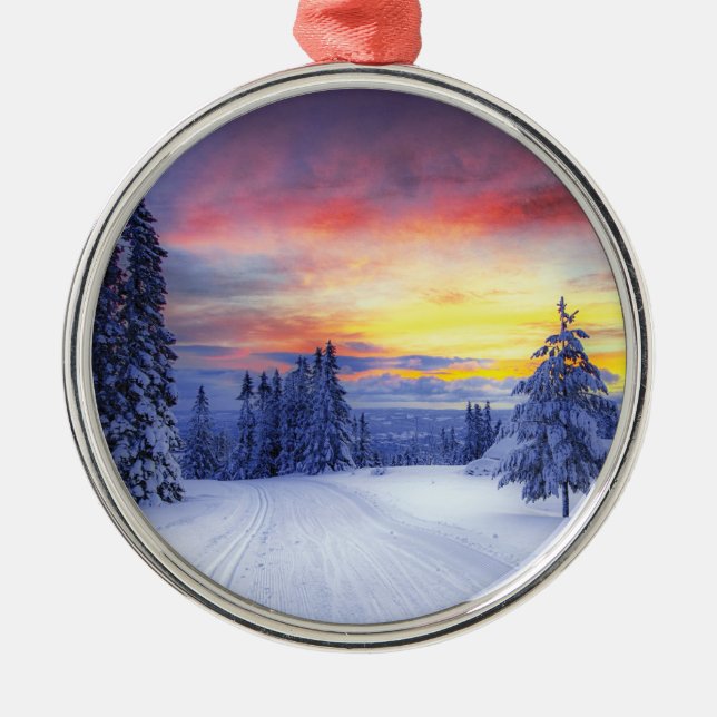 Winter scenery  metal tree decoration (Front)