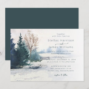 Winter Scenery Pine Tree Wedding Invitation