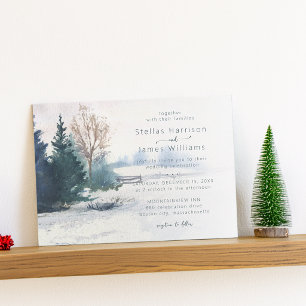 Winter Scenery Pine Tree Wedding Invitation