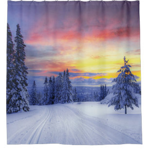 Winter scenery shower curtain