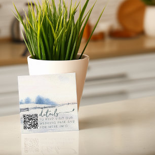 Winter Scenery Trees Wedding QR Details Enclosure Card