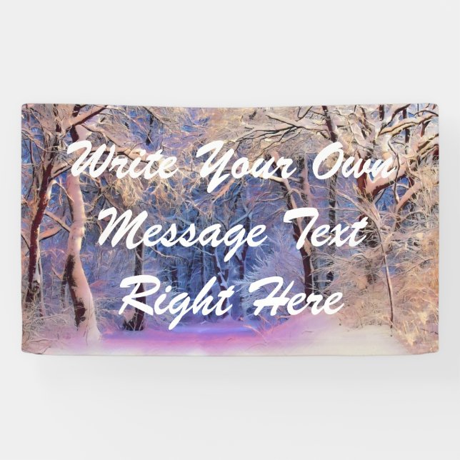Winter scenery with snowed trees watercolor  banner (Horizontal)