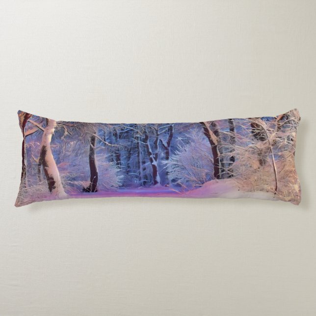 Winter scenery with snowed trees watercolor  body cushion (Front)