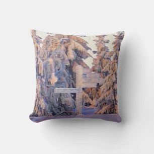 Winter scenery with snowed trees watercolor cushion