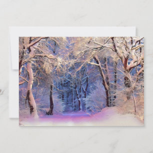 Winter scenery with snowed trees watercolor invitation