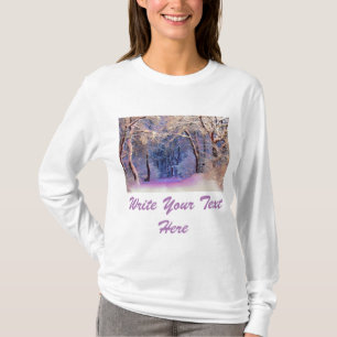 Winter scenery with snowed trees watercolor  T-Shirt