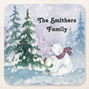 Winter Scenic Coaster with Trees & Bears