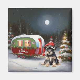 Winter Schnauzer Caravan Christmas Adventure Magnet