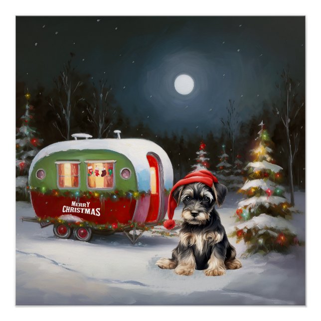 Winter Schnauzer Caravan Christmas Adventure Poster (Front)